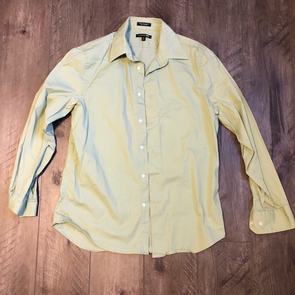 Express 1MX light Green Button Down Shirt